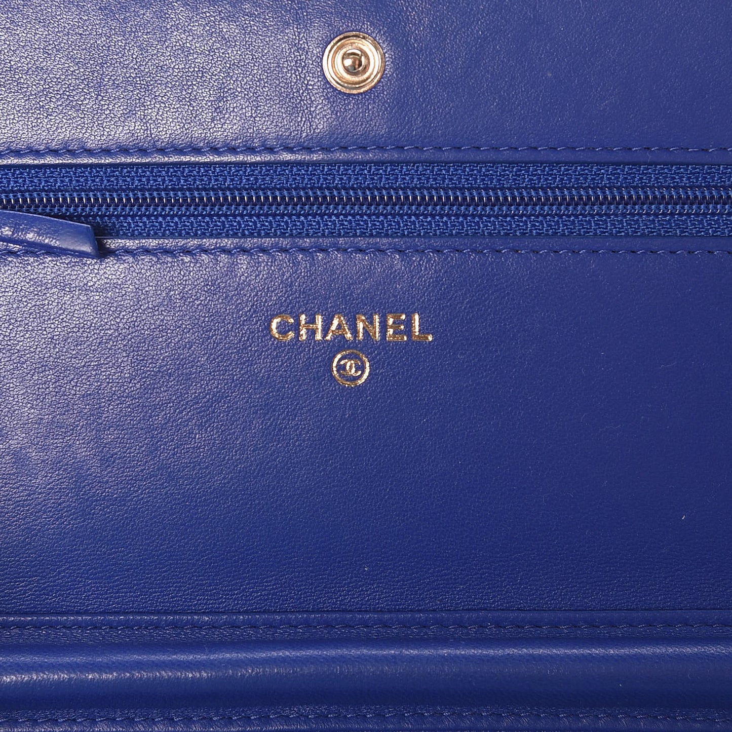 Lambskin Quilted Wallet On Chain WOC Blue Fonce