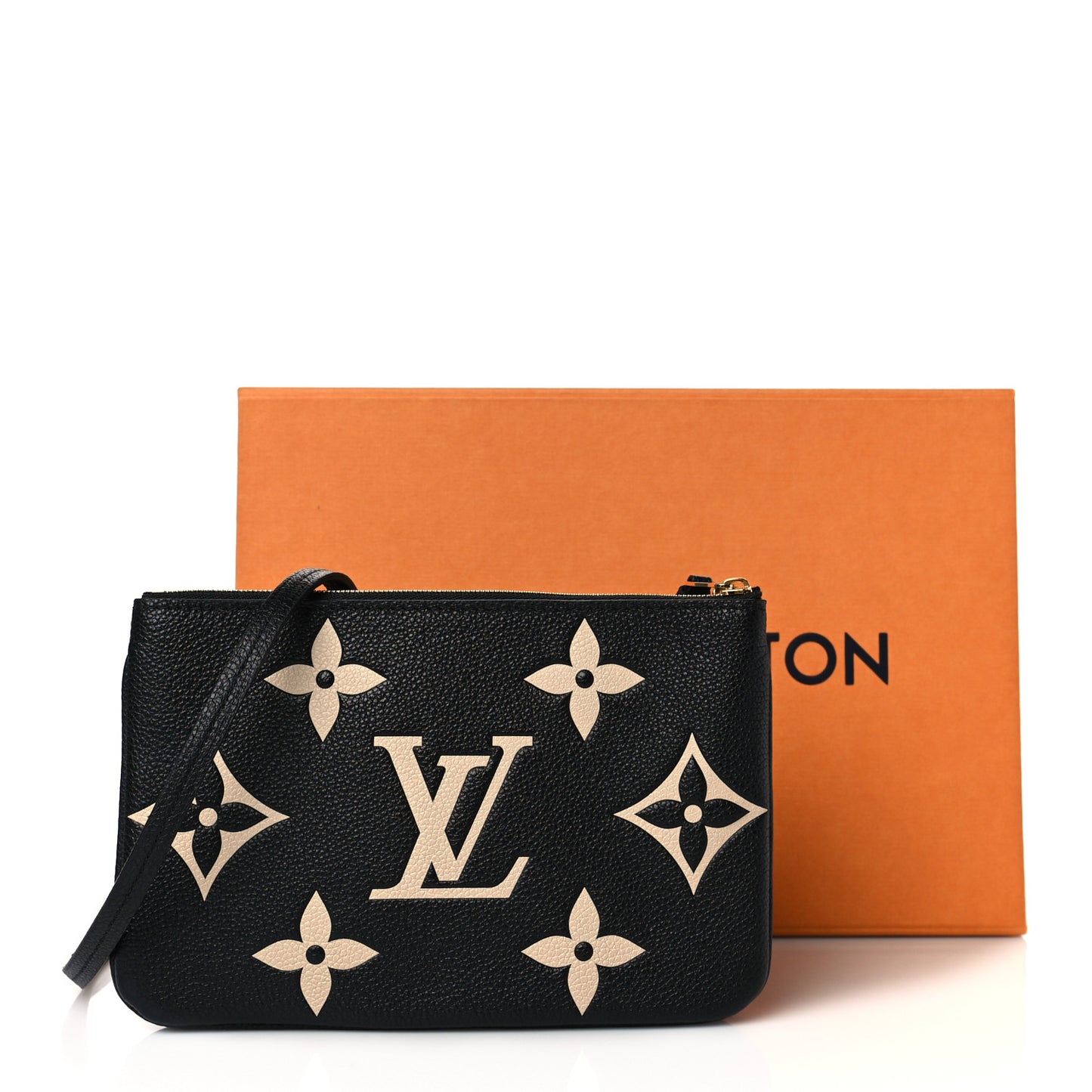 Empreinte Monogram Giant Double Zip Pochette Black Cream