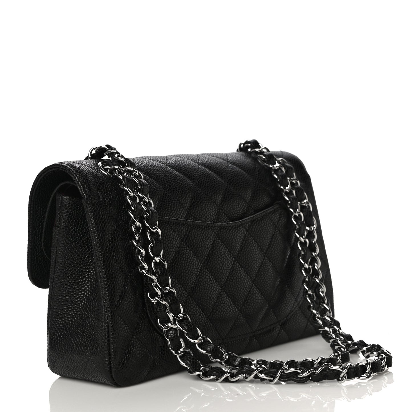 Caviar Quilted Small Double Flap Black