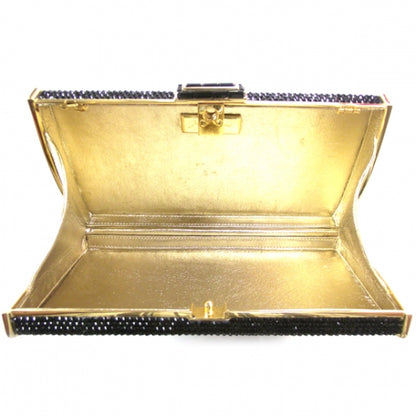 Judith Leiber Swarovski Crystal Minaudiere Clutch Black/Gold 4 of 10