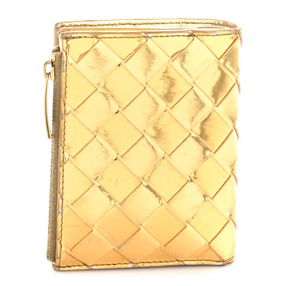 Bottega Veneta Mirror Laminated Nappa Intrecciato Small Bi-Fold Zip Wallet Gold 1 of 9