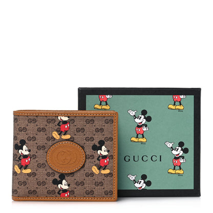 Gucci X DISNEY Mini Vintage GG Supreme Monogram Mickey Mouse Wallet Beige Vintage Sun Oil 10 of 10
