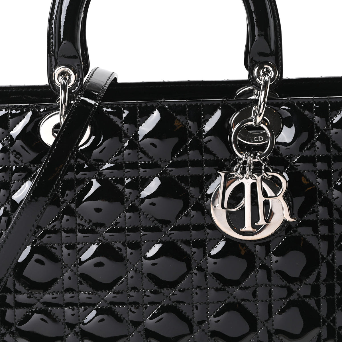 Patent Cannage Large Lady Dior Black
