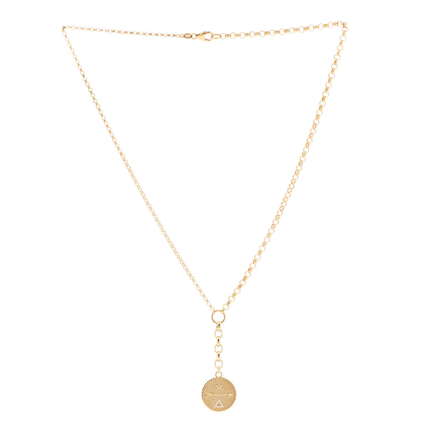 18K Yellow Gold Diamond Medium Dream Medallion Mixed Belcher Extension Chain Necklace