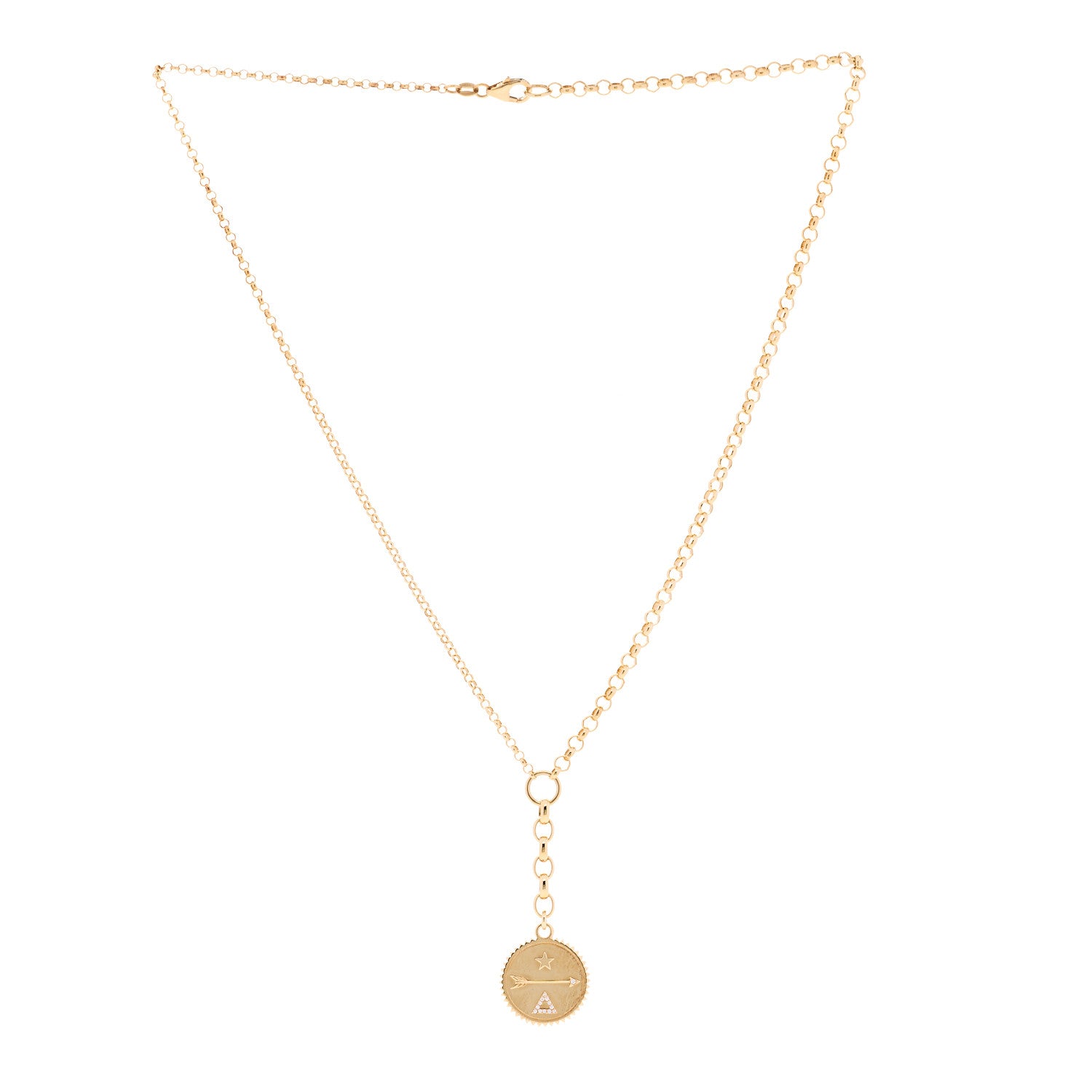 Foundrae 18K Yellow Gold Diamond Medium Dream Medallion Mixed Belcher Extension Chain Necklace 3 of 7