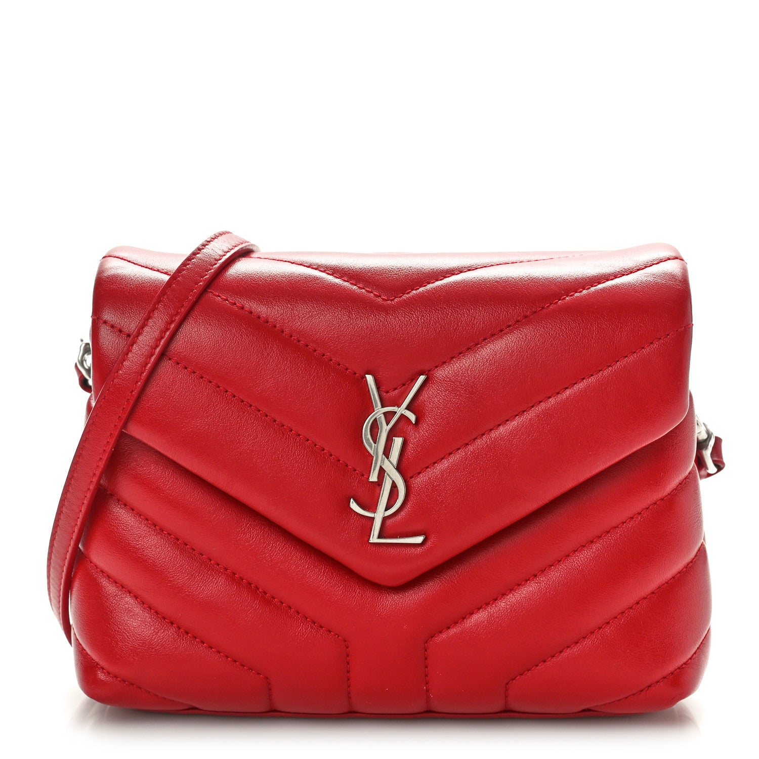 Saint Laurent Calfskin Y Quilted Monogram Toy Loulou Crossbody Bag Rouge Eros 1 of 10
