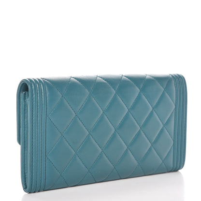 Chanel Lambskin Quilted Boy Flap Wallet Turquoise 4 of 10