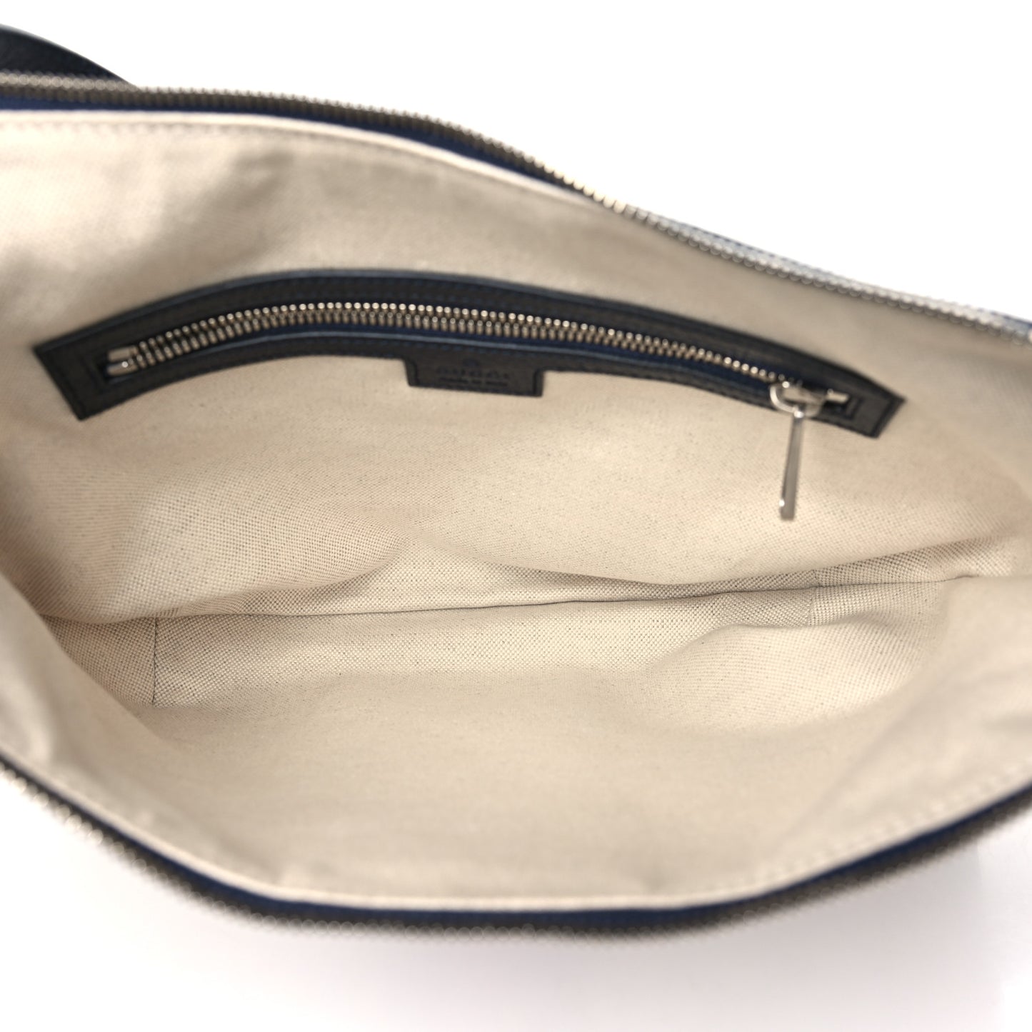 GG Supreme Monogram Textured Dollar Calfskin Web Small Ophidia Half Moon Hobo Beige Blue