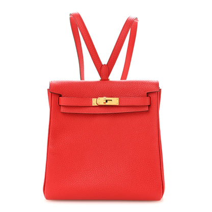 Hermes Taurillon Clemence Kelly Ado Backpack Rouge De Coeur 1 of 12