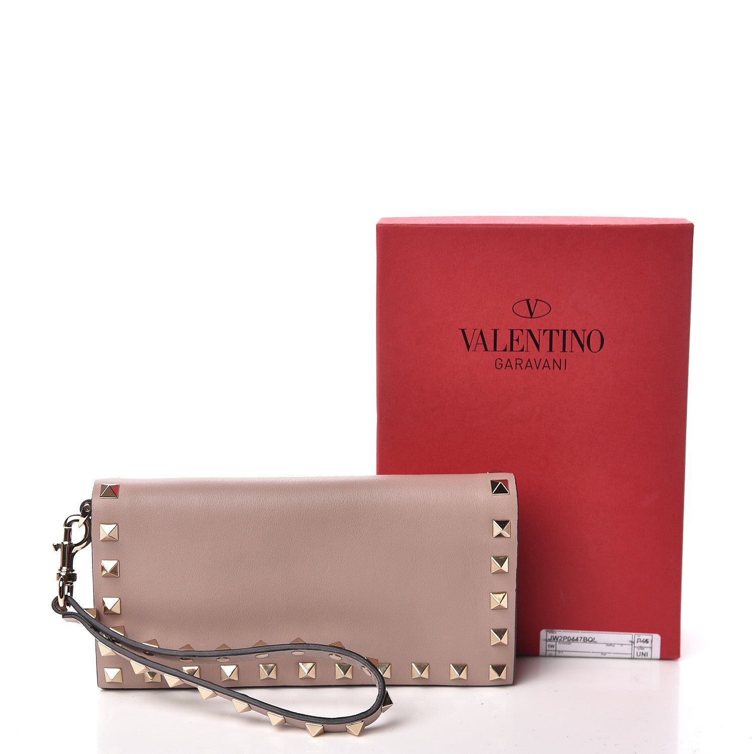 Valentino Garavani Calfskin Rockstud Wristlet Wallet Poudre 10 of 10