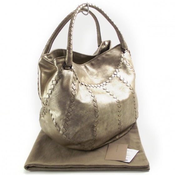Bottega Veneta Metallic Leather Woven Hobo 3 of 10