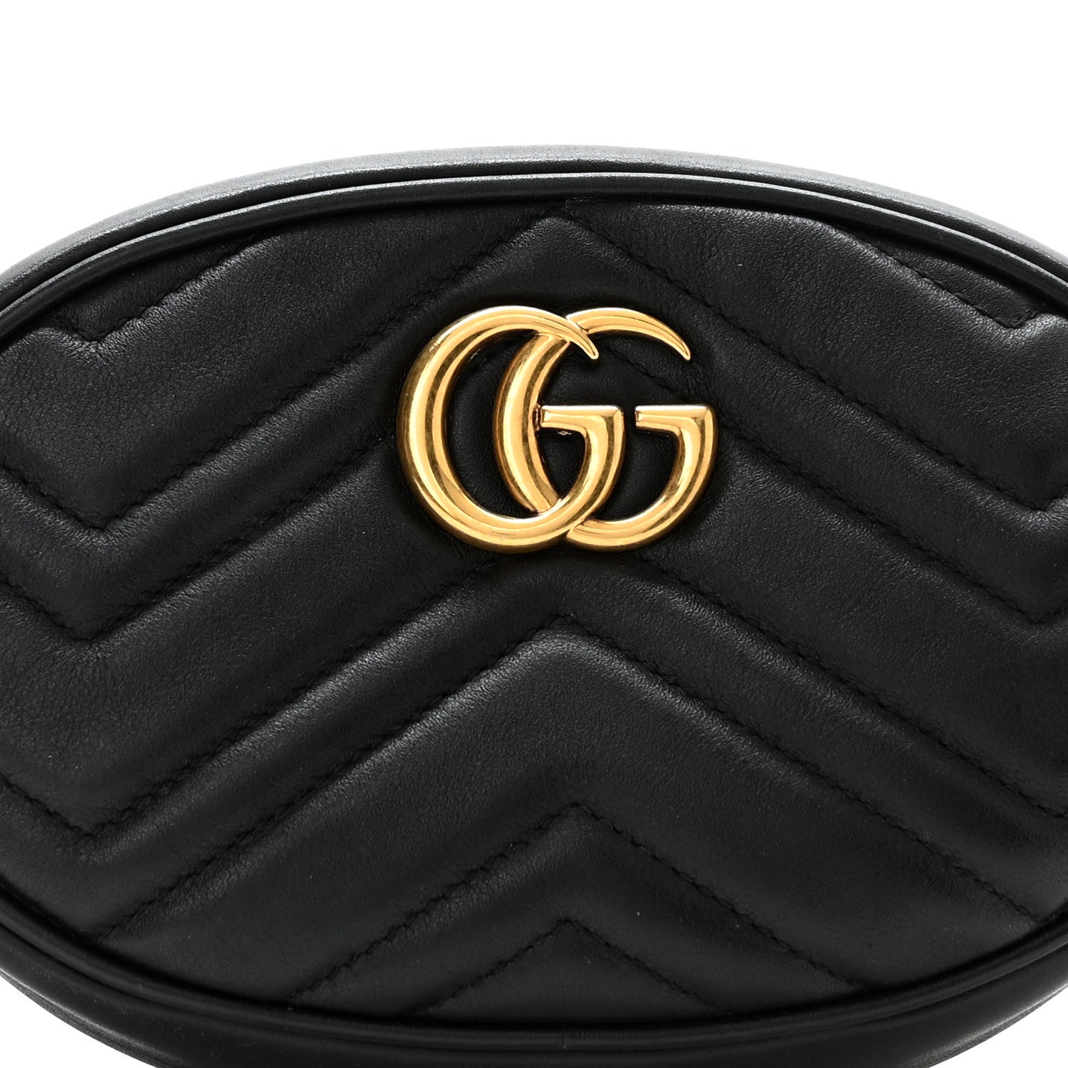 Gucci Calfskin Matelasse GG Marmont Belt Bag 85 34 Black 9 of 11