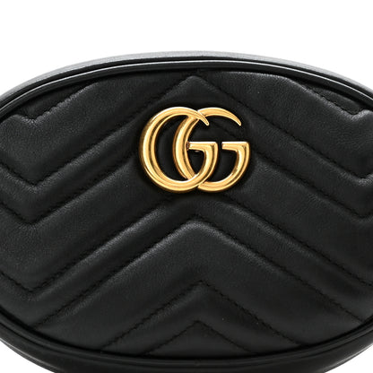 Gucci Calfskin Matelasse GG Marmont Belt Bag 85 34 Black 9 of 11