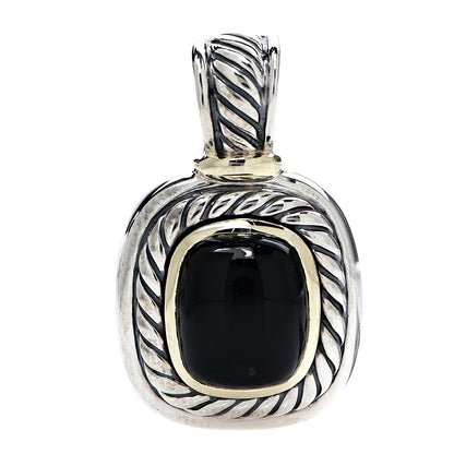 David Yurman Sterling Silver 14K Yellow Gold Black Onyx 10mm Albion Enhancer Pendant 1 of 3