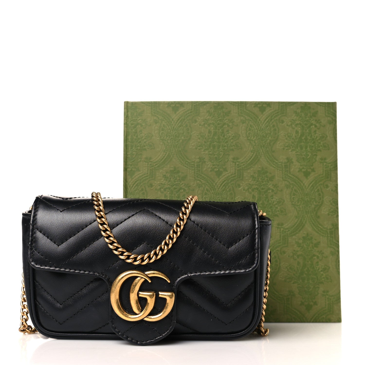 Gucci Calfskin Matelasse Super Mini GG Marmont Shoulder Bag Black 10 of 10