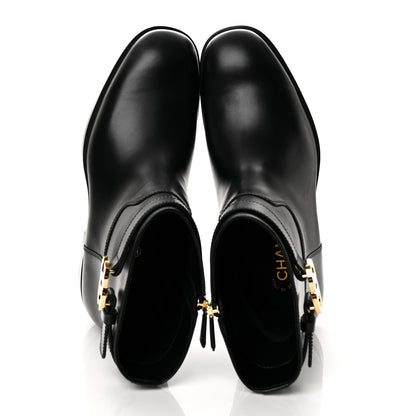 Chanel Calfskin CC Buckle Ankle Boots 41 Black 2 of 10