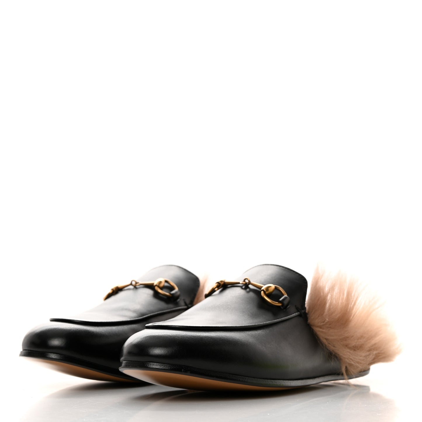 Calfskin Fur Womens Princetown Slippers 39 Black