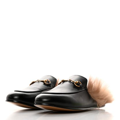 Gucci Calfskin Fur Womens Princetown Slippers 39 Black 3 of 8