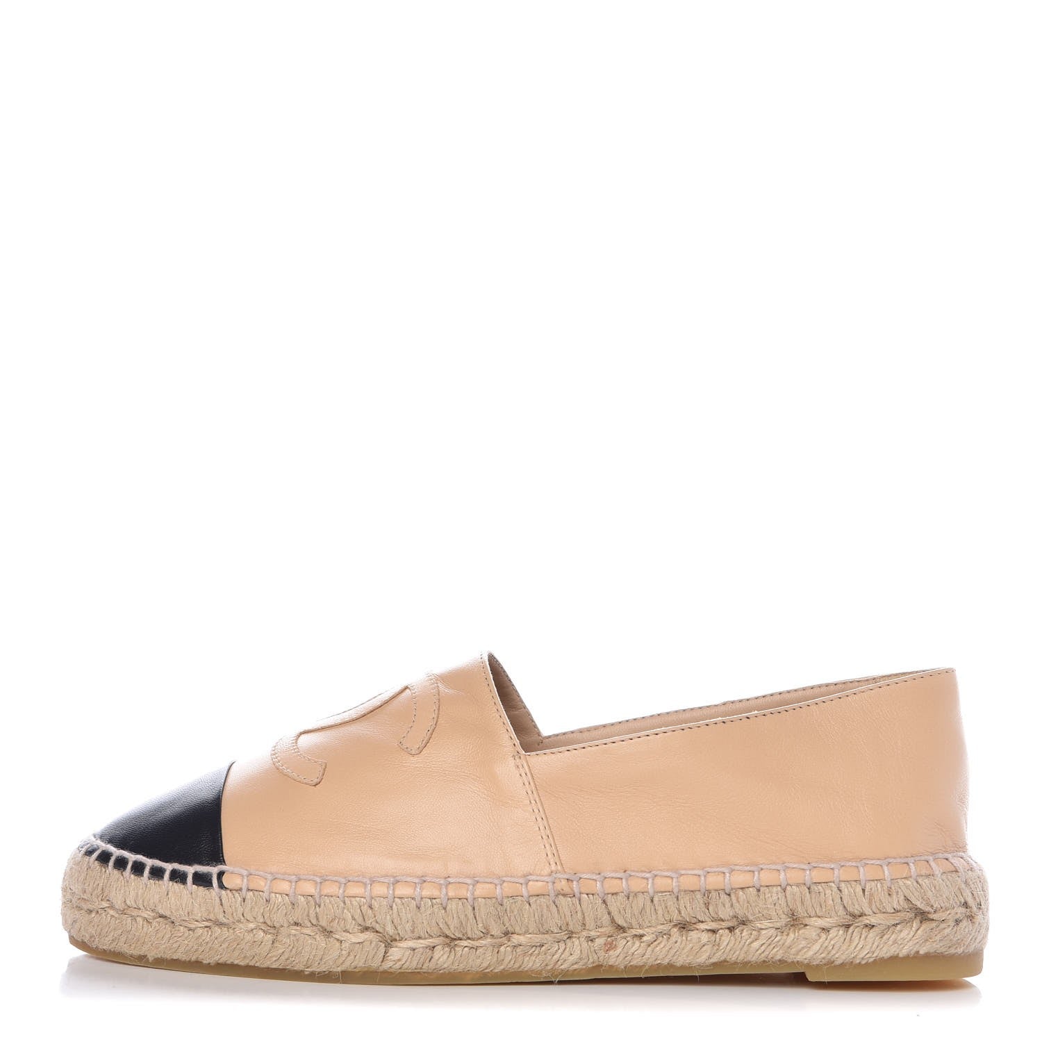 Chanel Lambskin CC Espadrilles 39 Beige Black 1 of 11