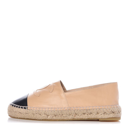 Chanel Lambskin CC Espadrilles 39 Beige Black 1 of 11
