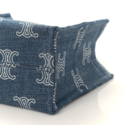 Celine Denim Calfskin Triomphe Print Cabas Blue Tan 9 of 9