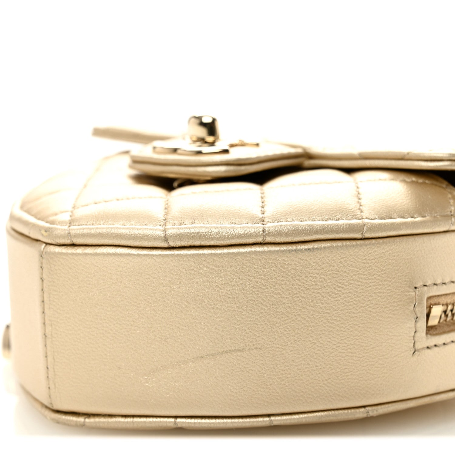 Chanel Metallic Lambskin Quilted CC In Love Heart Clutch With Chain Gold 10 of 11