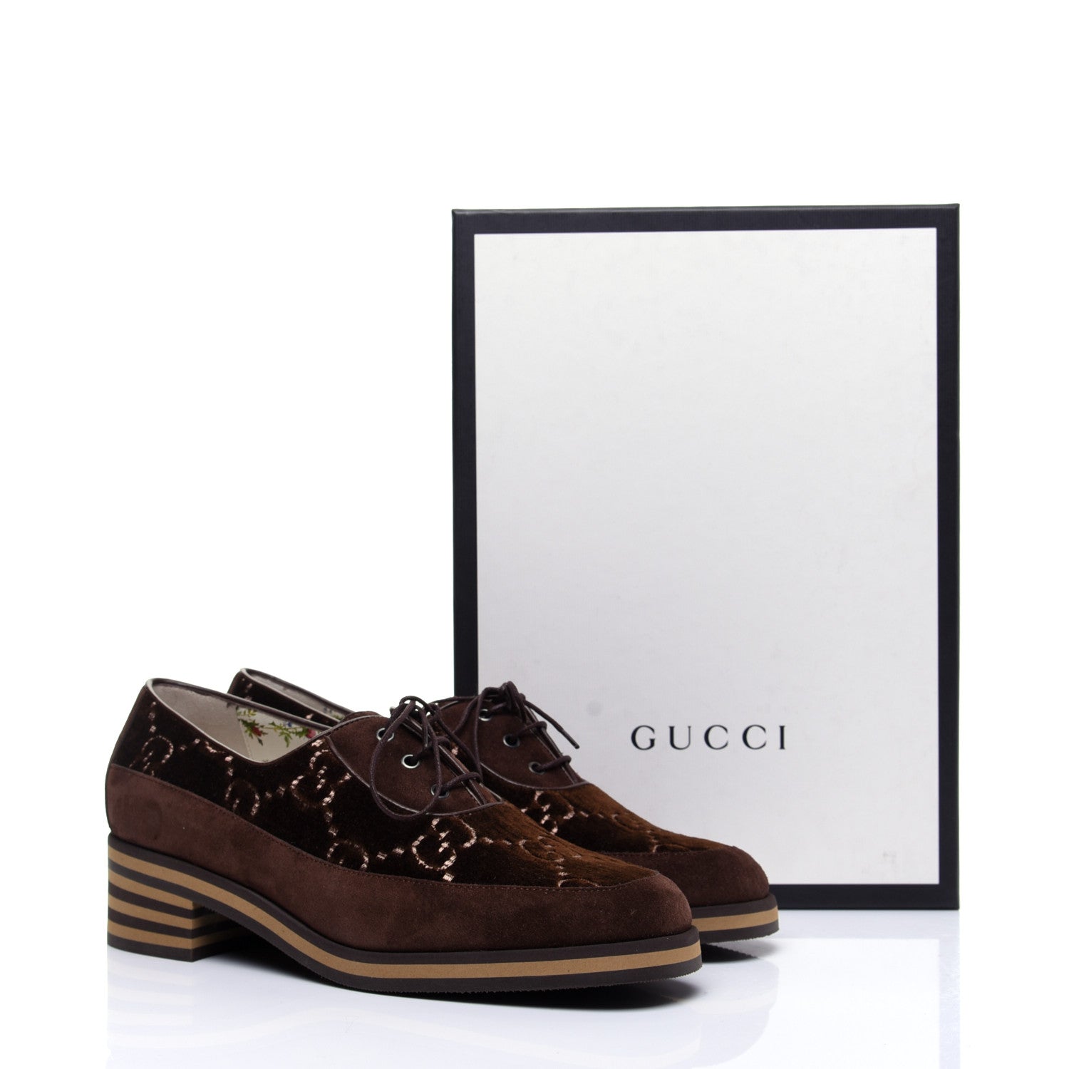 Gucci Velvet GG Monogram Thompson Derby Loafers 38.5 Vintage Cocoa Brown 14 of 14