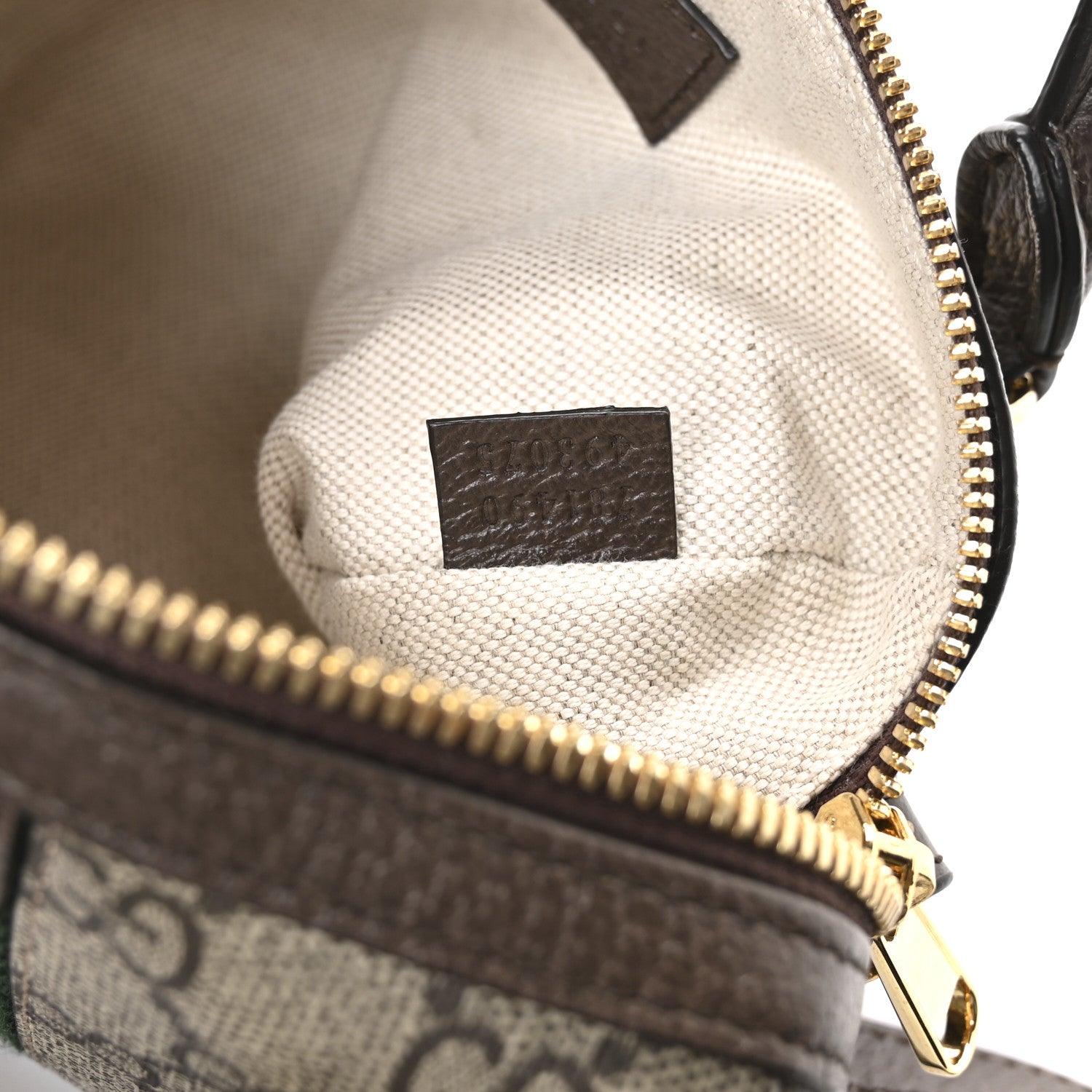 Gucci GG Supreme Monogram Textured Dollar Calfskin Web Super Mini Ophidia Top Handle Bowler Bag Beige Ebony New Acero 6 of 9