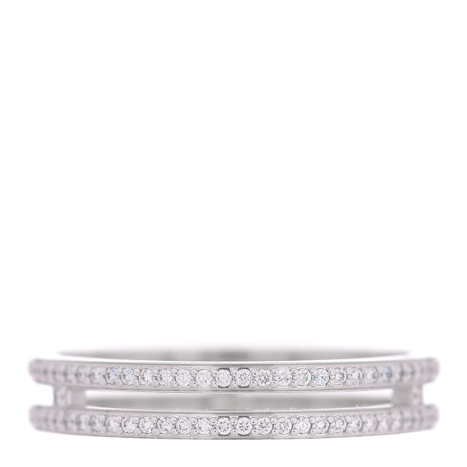 Hermes 18K White Gold Diamond Ariane Wedding Band Ring 56 7.5 3 of 5