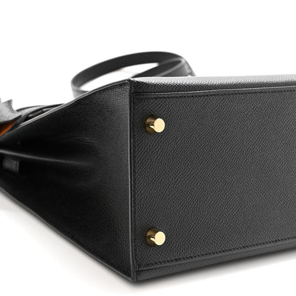 Hermes Epsom Horseshoe Vesro Kelly Sellier 28 Black Tabac Camel 9 of 13