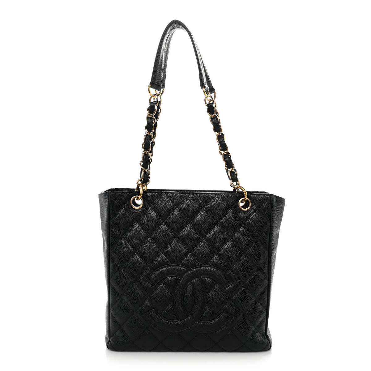 Caviar Quilted Petit Shopping Tote PST Black