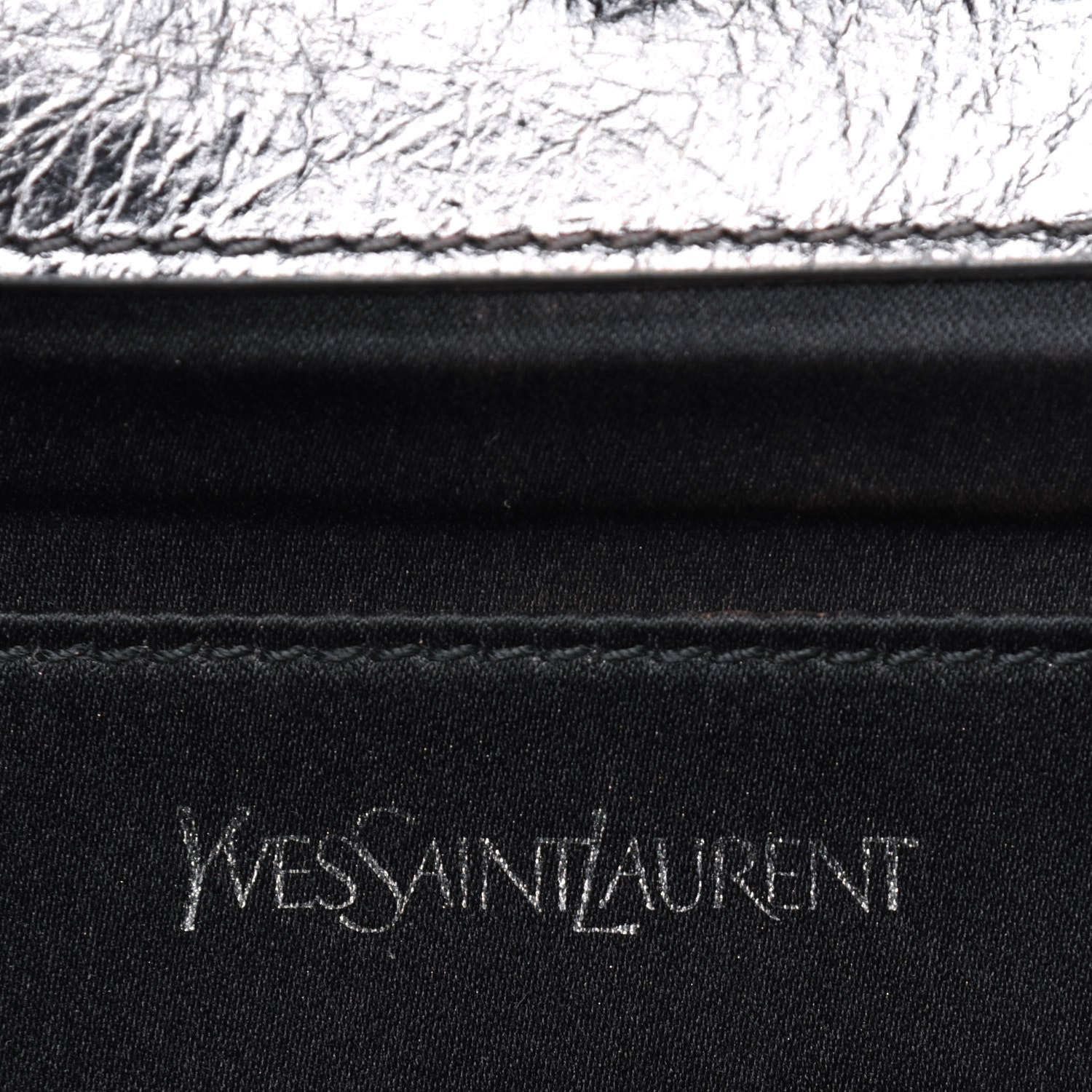 Saint Laurent Metallic Calfskin Monogram Large Belle De Jour Clutch Dark Silver 6 of 22
