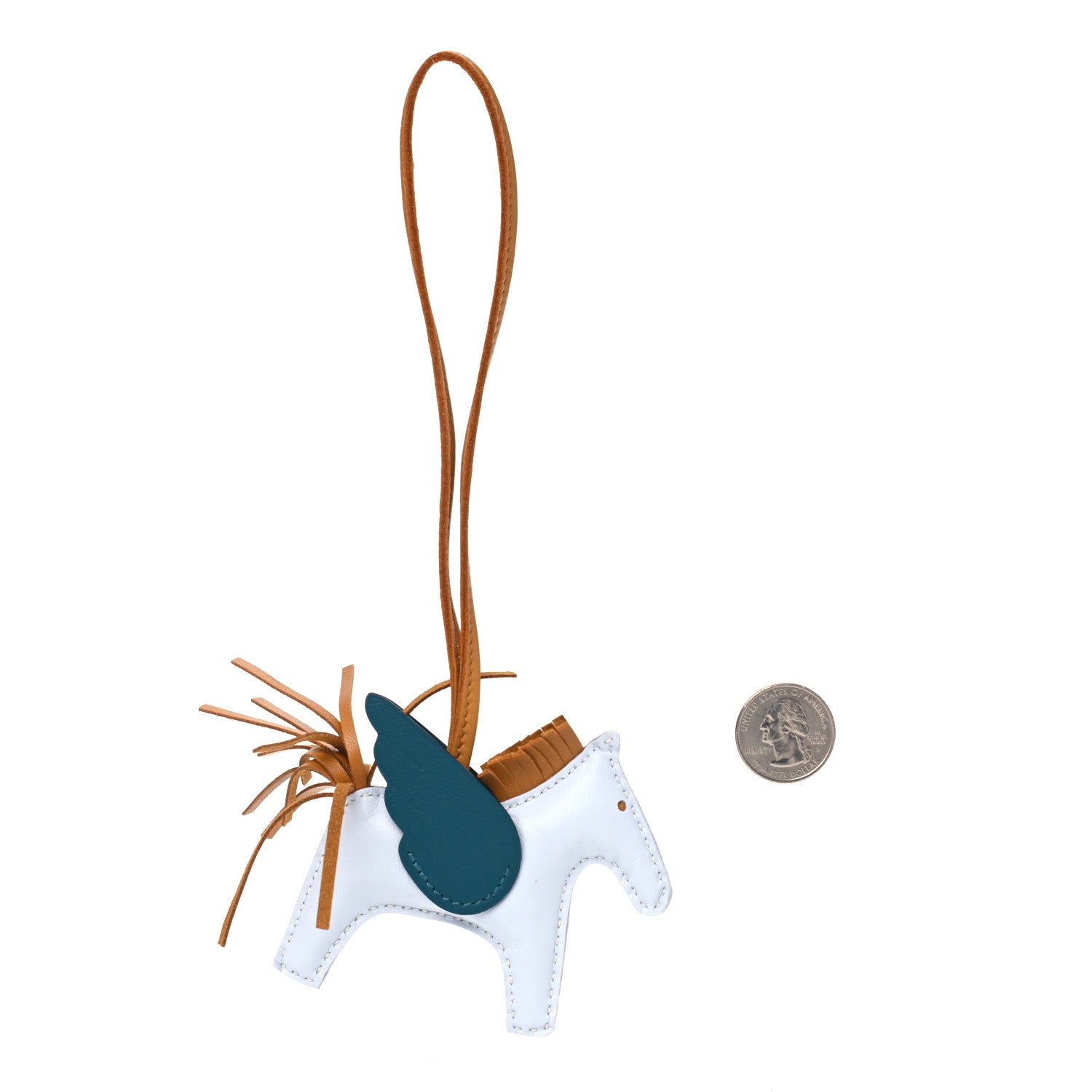Hermes Milo Lambskin Grigri Rodeo Pegase Horse Bag Charm PM Bleu Brume Sesame Vert Bosphore 2 of 4