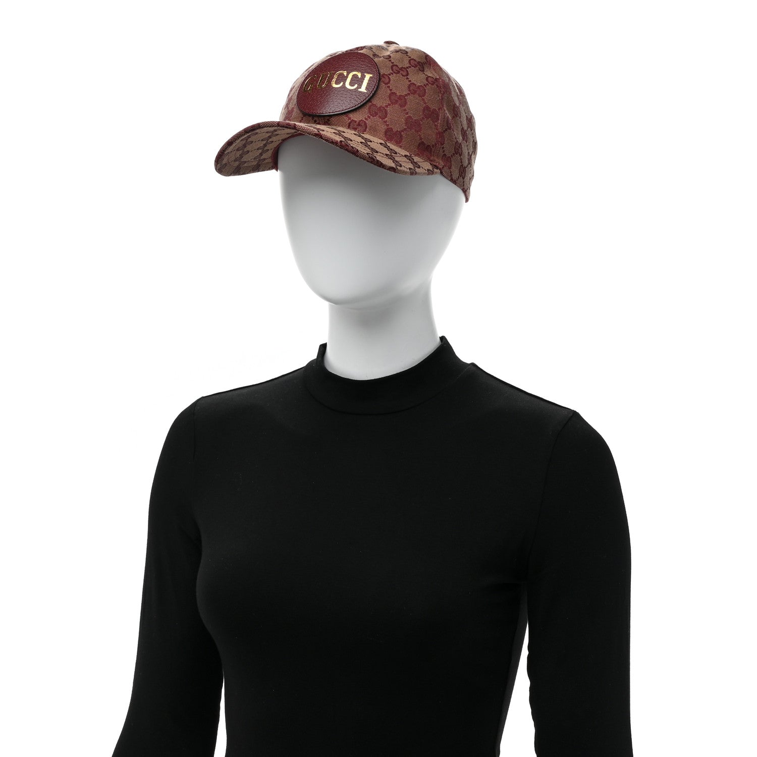 Gucci Monogram Textured Dollar Calfskin Zeno Baseball Hat L Camel Bordeaux 2 of 8