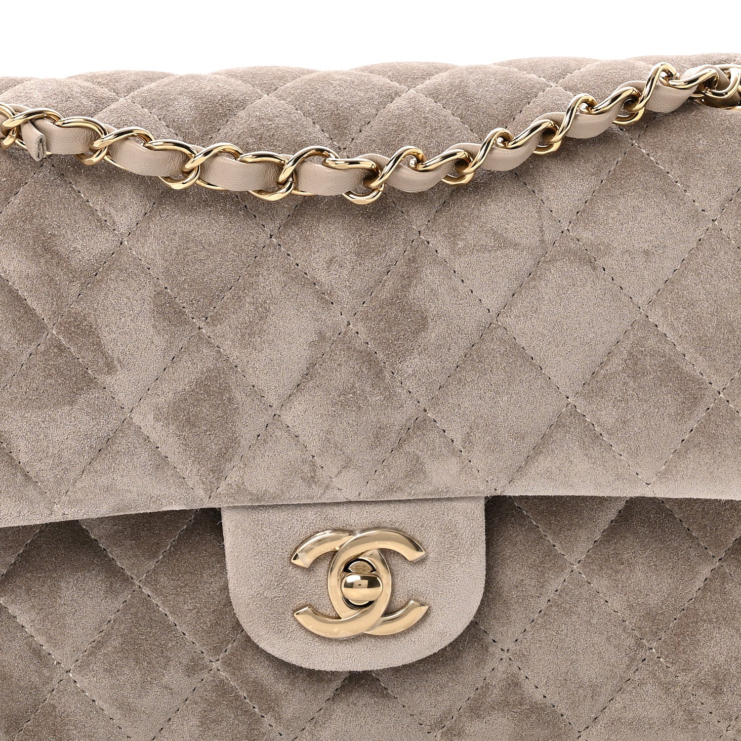 Chanel Suede Quilted Medium Double Flap Grey 7 of 11