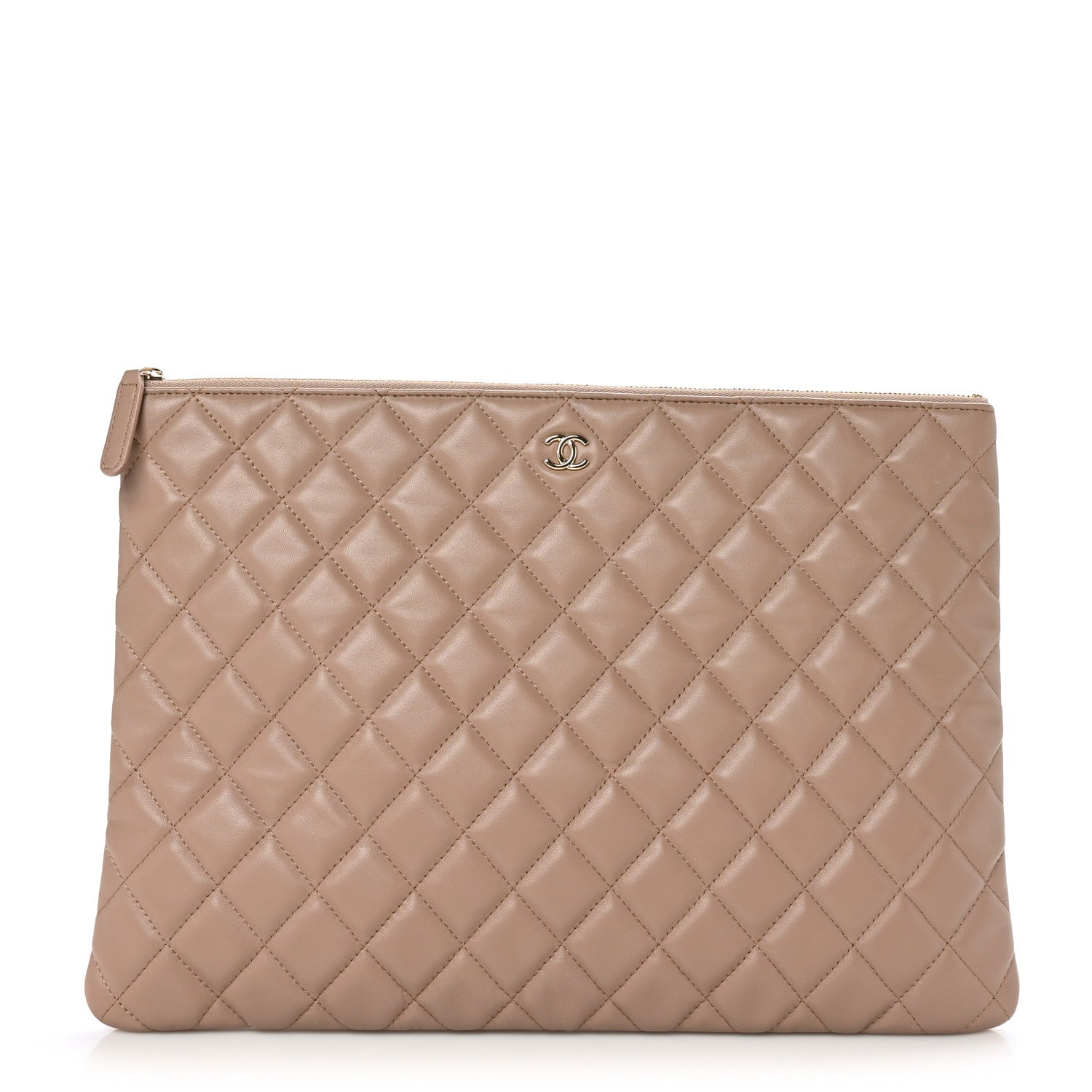 Chanel Lambskin Quilted Large Cosmetic Case Beige 1 of 8