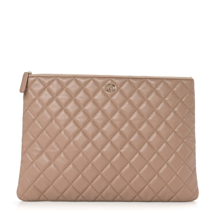 Chanel Lambskin Quilted Large Cosmetic Case Beige 1 of 8