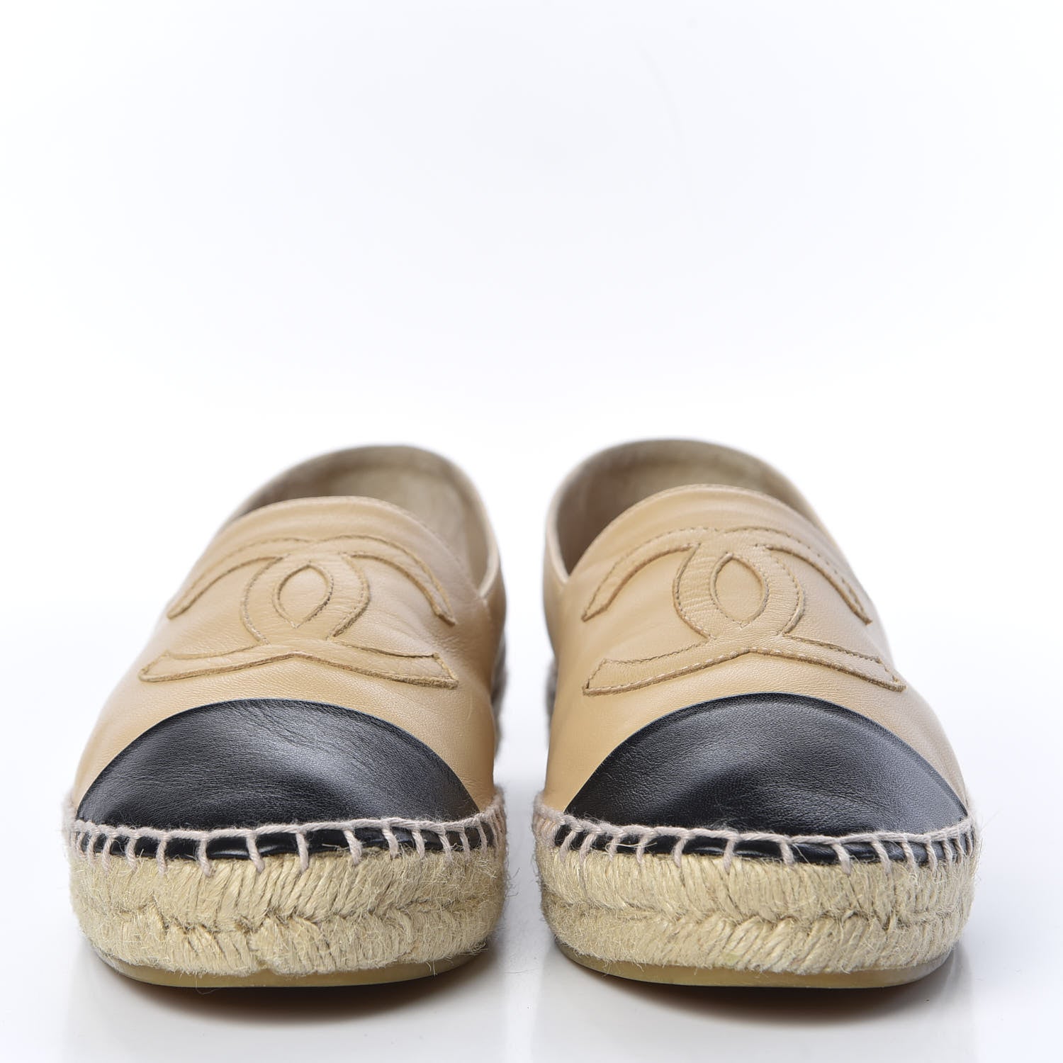 Chanel Lambskin CC Espadrilles 39 Beige Black 3 of 11