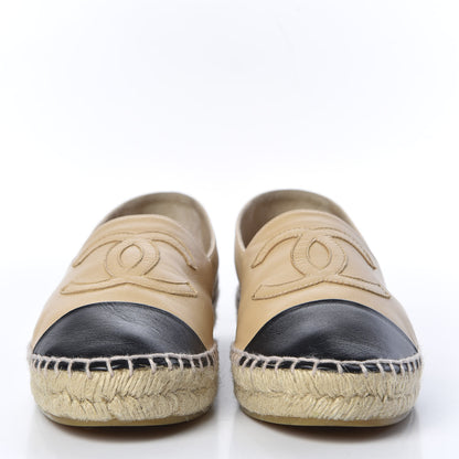 Chanel Lambskin CC Espadrilles 39 Beige Black 3 of 11