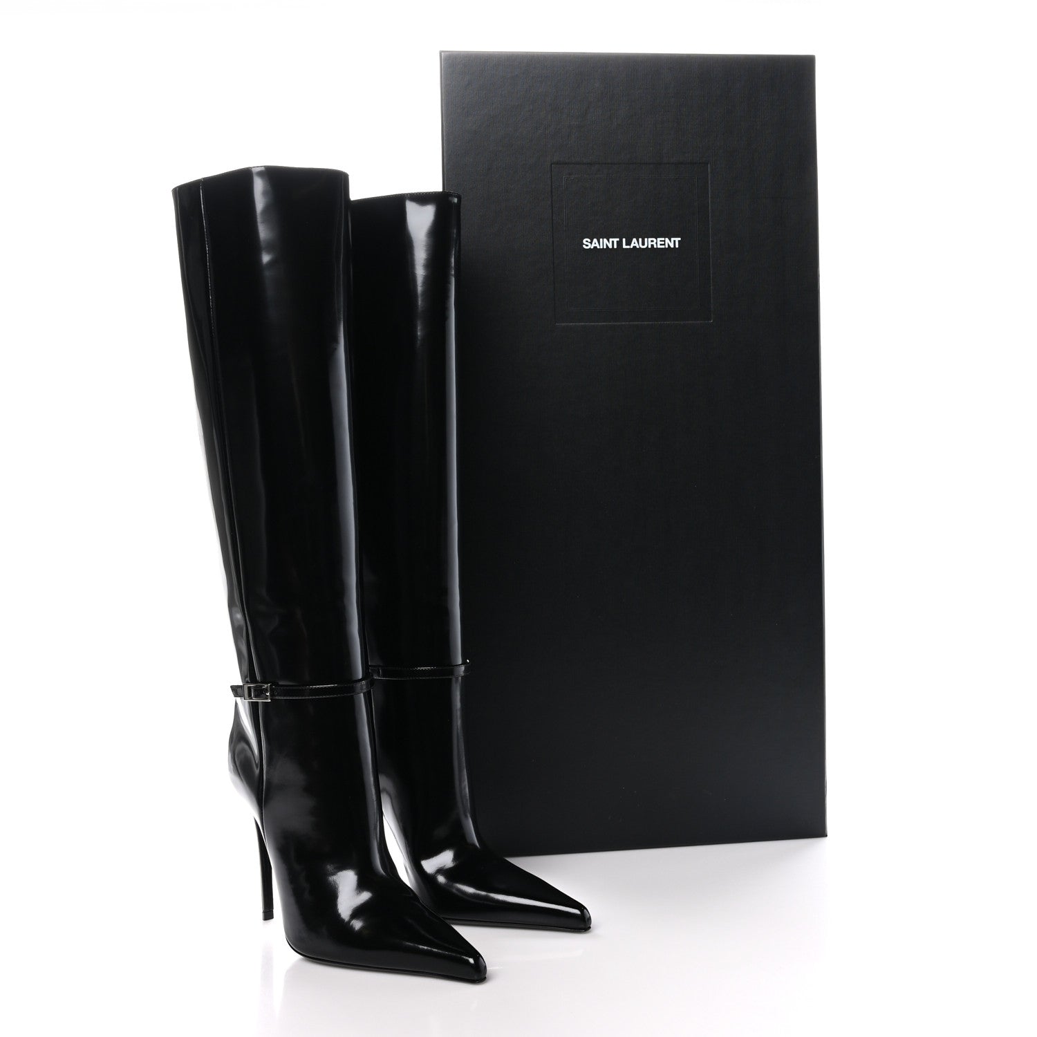 Saint Laurent Glazed Calfskin Vendome 110 Boots 38 Black 9 of 9