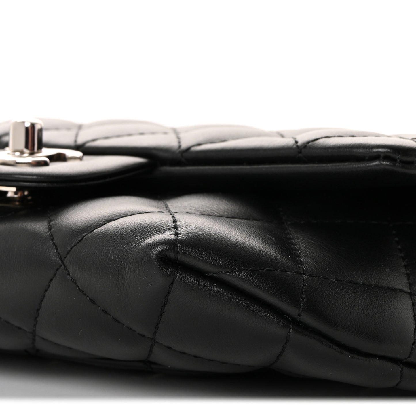 Calfskin Quilted CC Uniform Flap Belt Bag Black