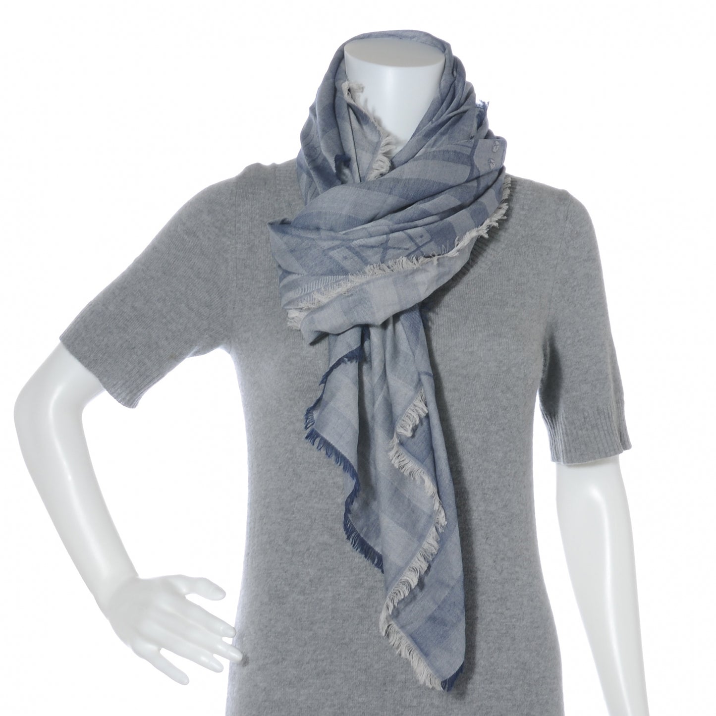 Cotton LV Trunks Summery Shawl Blue