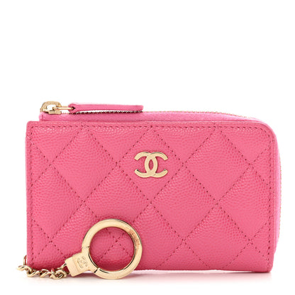 Chanel Caviar Quilted Zipped Key Holder Case Pink 1 of 8