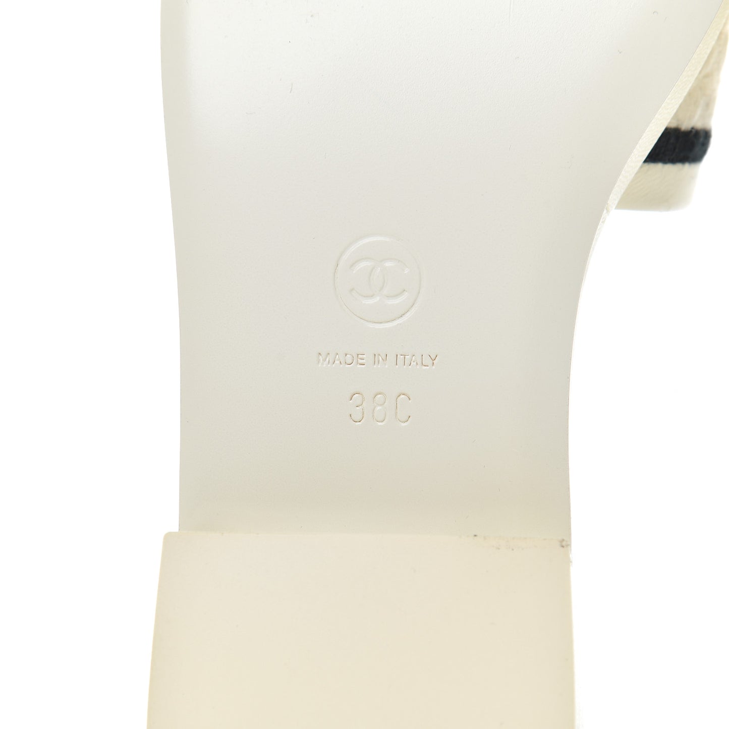Lambskin Embroidered CC Mule Sandal 38 Ivory Black