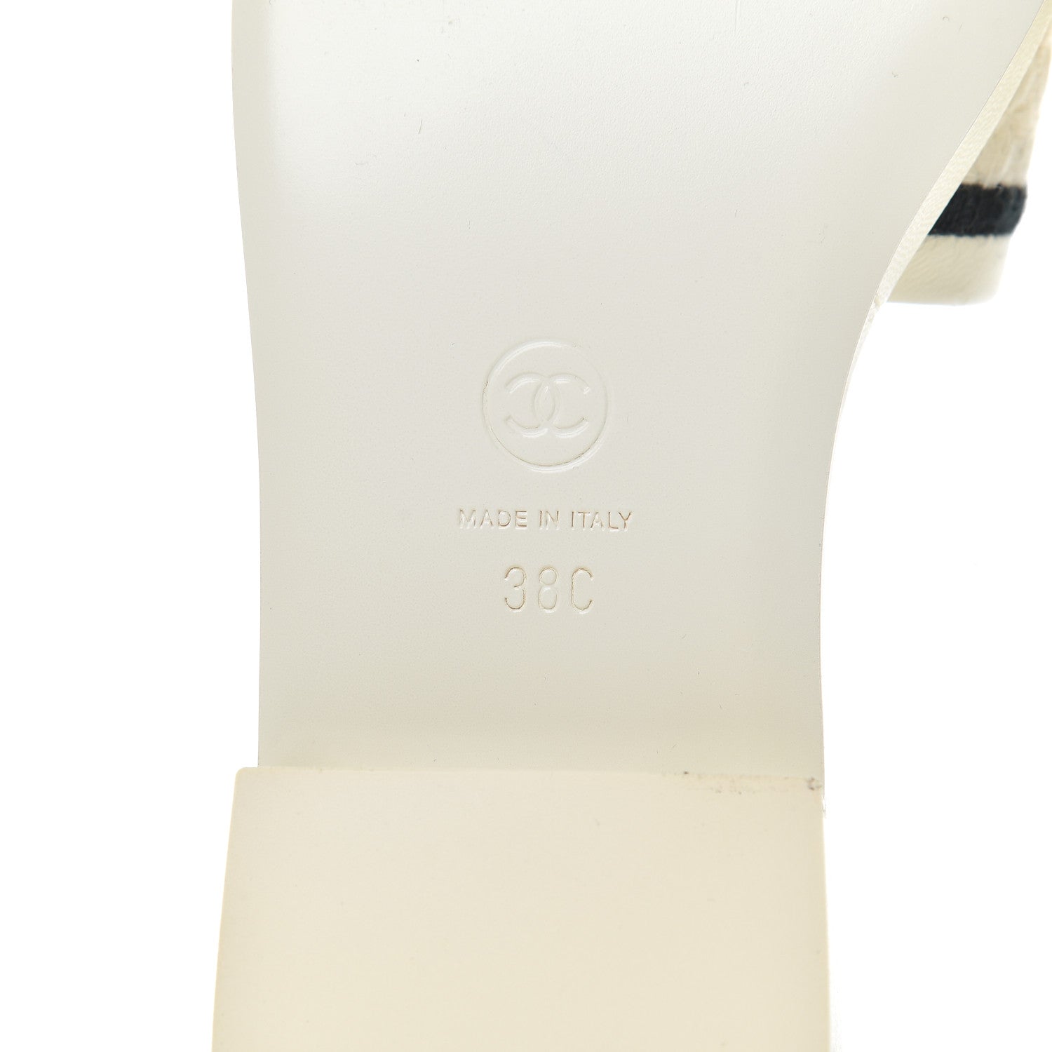 Chanel Lambskin Embroidered CC Mule Sandal 38 Ivory Black 7 of 15