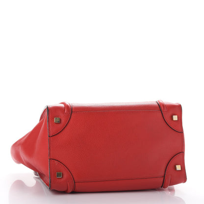 Celine Drummed Calfskin Mini Luggage Coquelicot 4 of 19