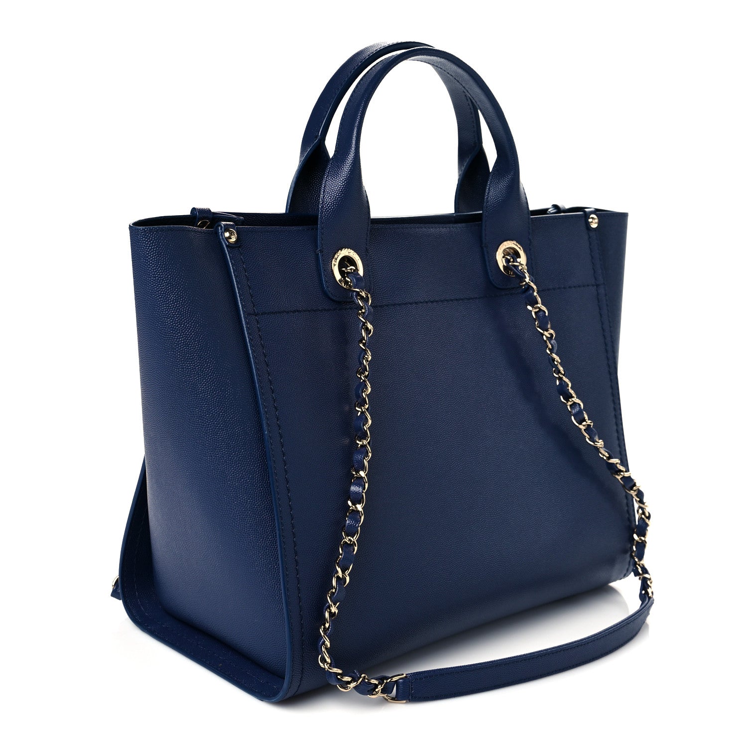 Chanel Caviar Small Studded Deauville Tote Navy 2 of 9