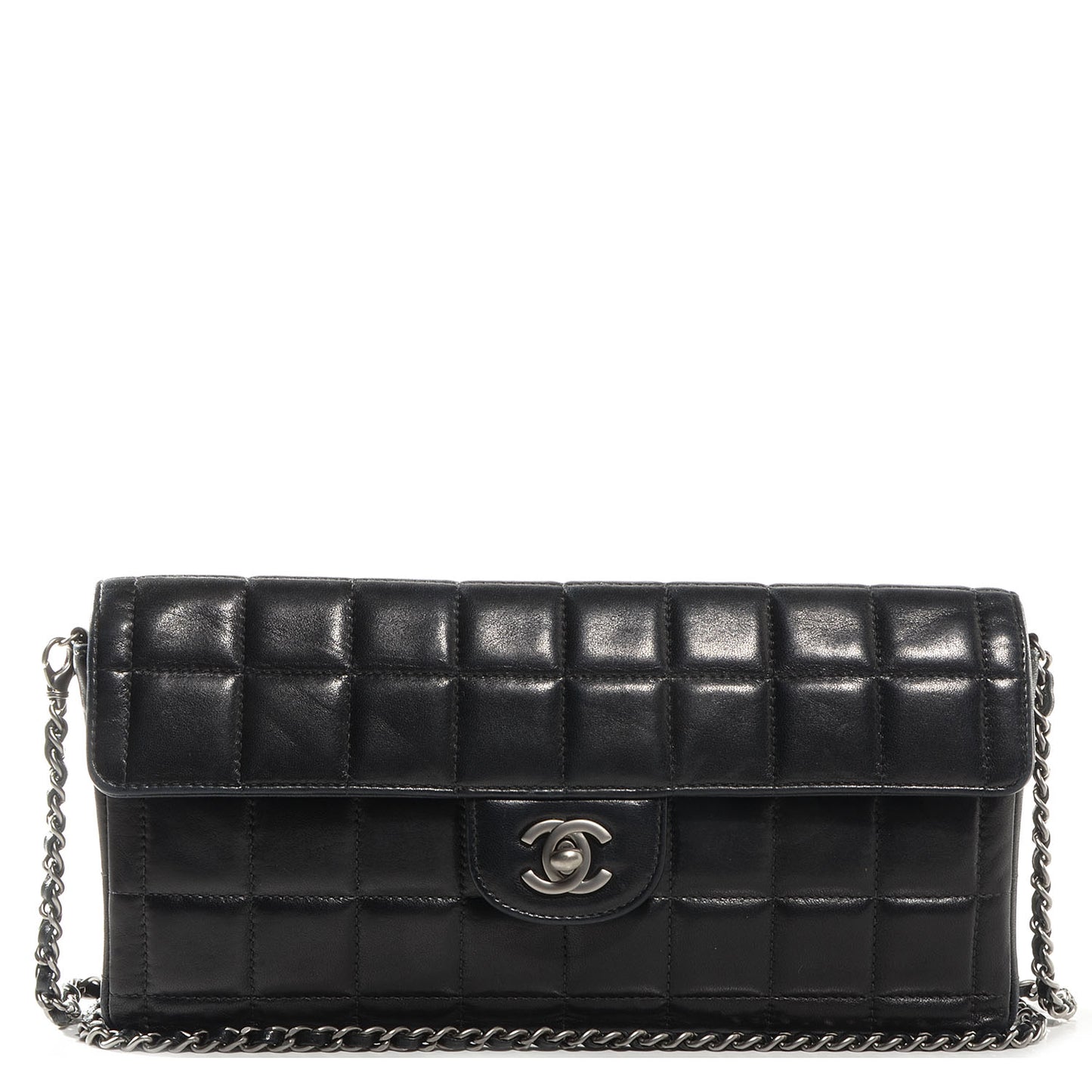 Lambskin East West Chocolate Bar Flap Black