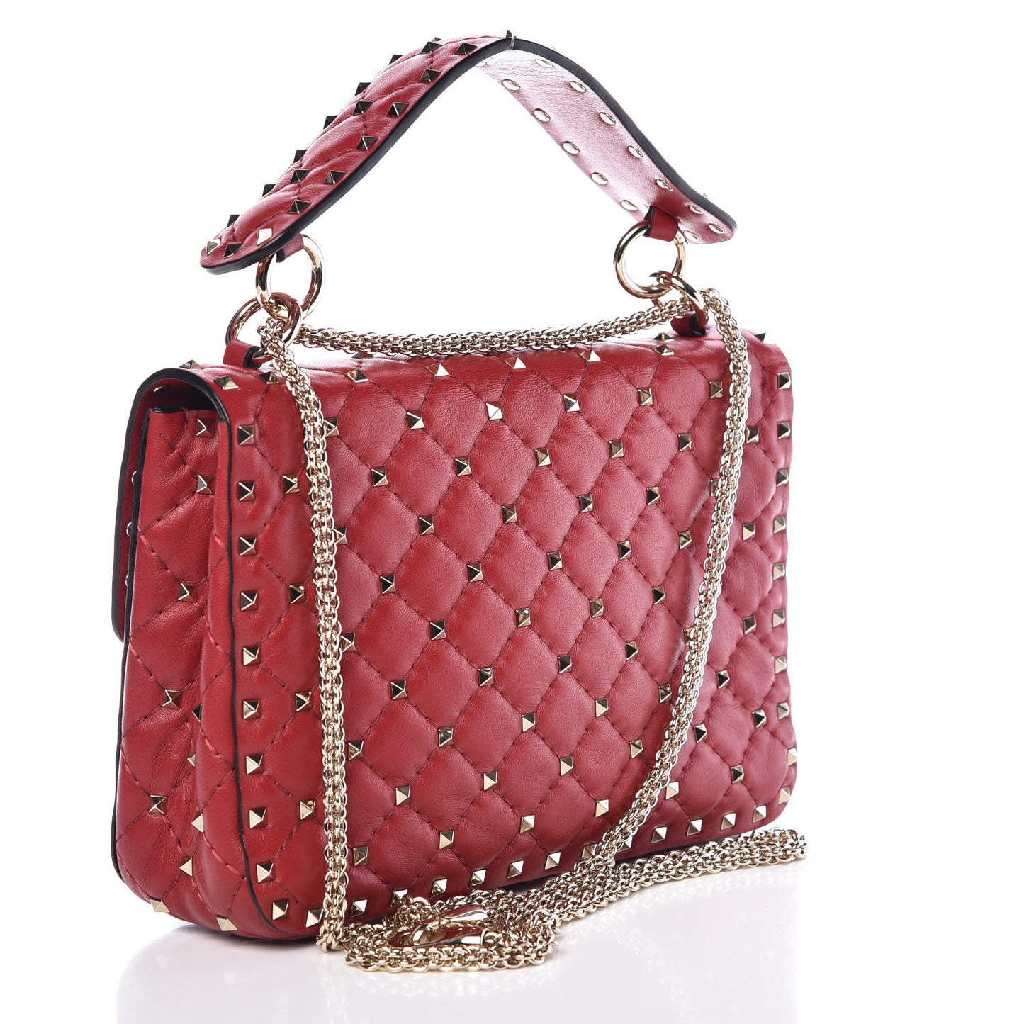 Nappa Medium Rockstud Spike Shoulder Bag Rosso Valentino