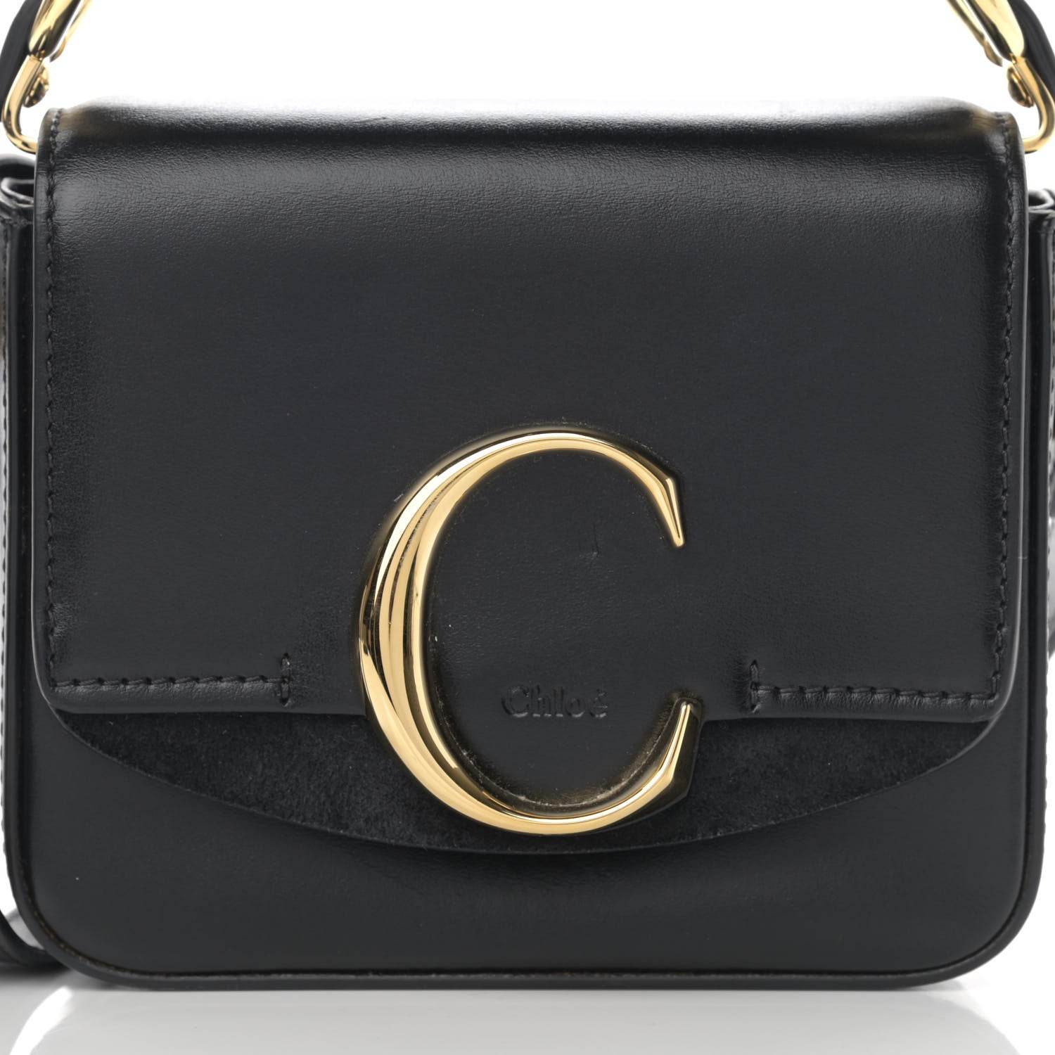 Chloe Shiny Calfskin Suede Mini C Double Carry Black 8 of 14
